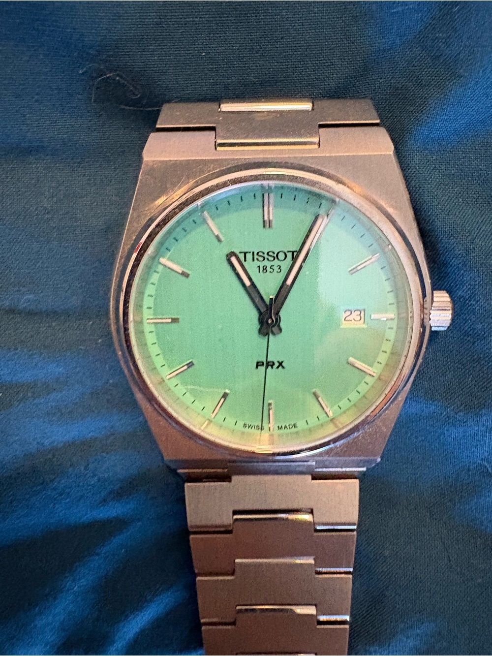 Tissot PRX Stainless Steel Watch with Mint Green Dial